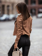 Wiktoria – dámské krátké kožené sako v elegantním ležérním stylu