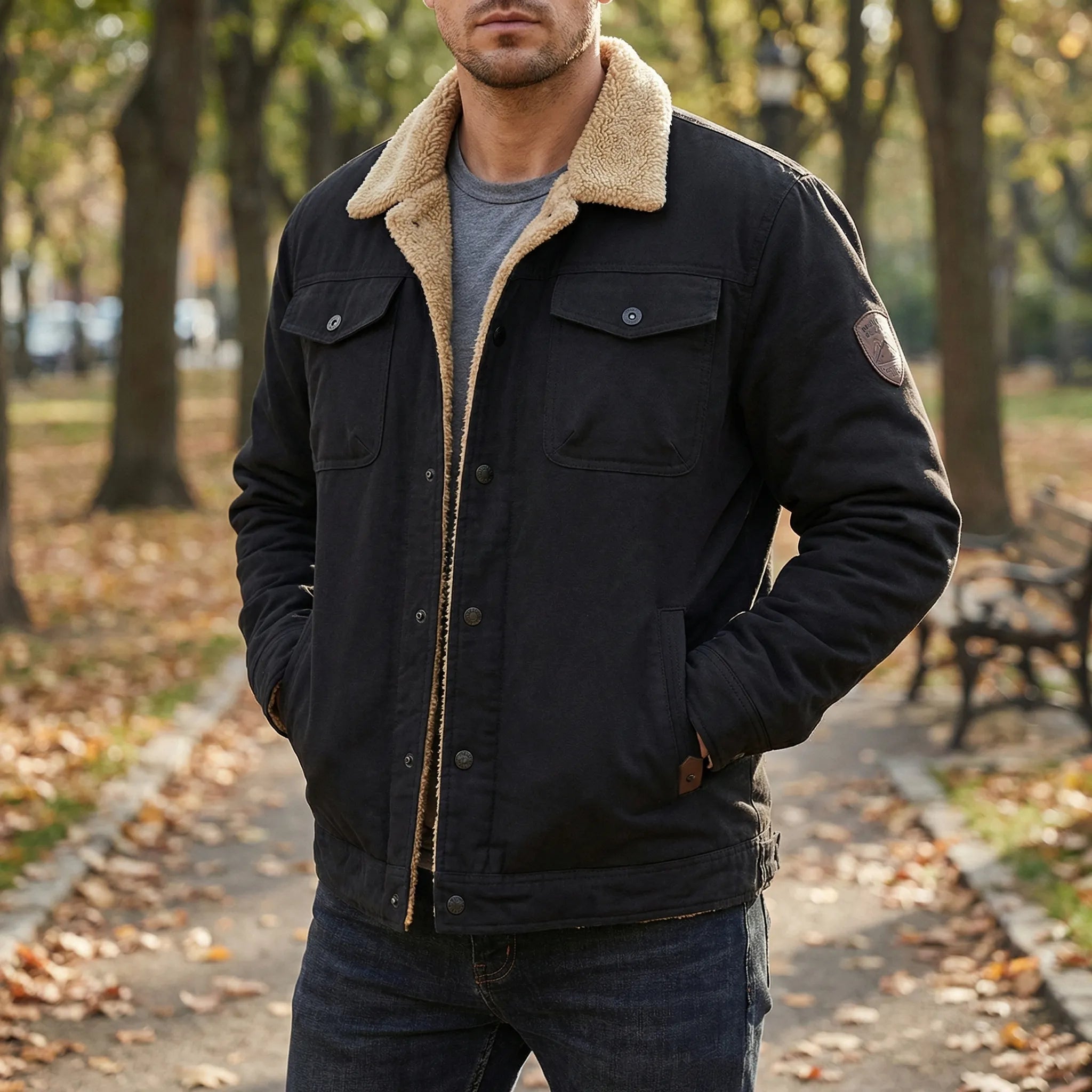 Pikowana Kurtka Bomber Z Podszewką Ze Sztucznego Futra - Codzienny Casual Look 