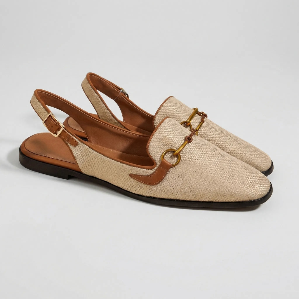 Płaskie Mokasyny Slingback Z Ozdobą - Codzienna Elegancka Stylizacja 