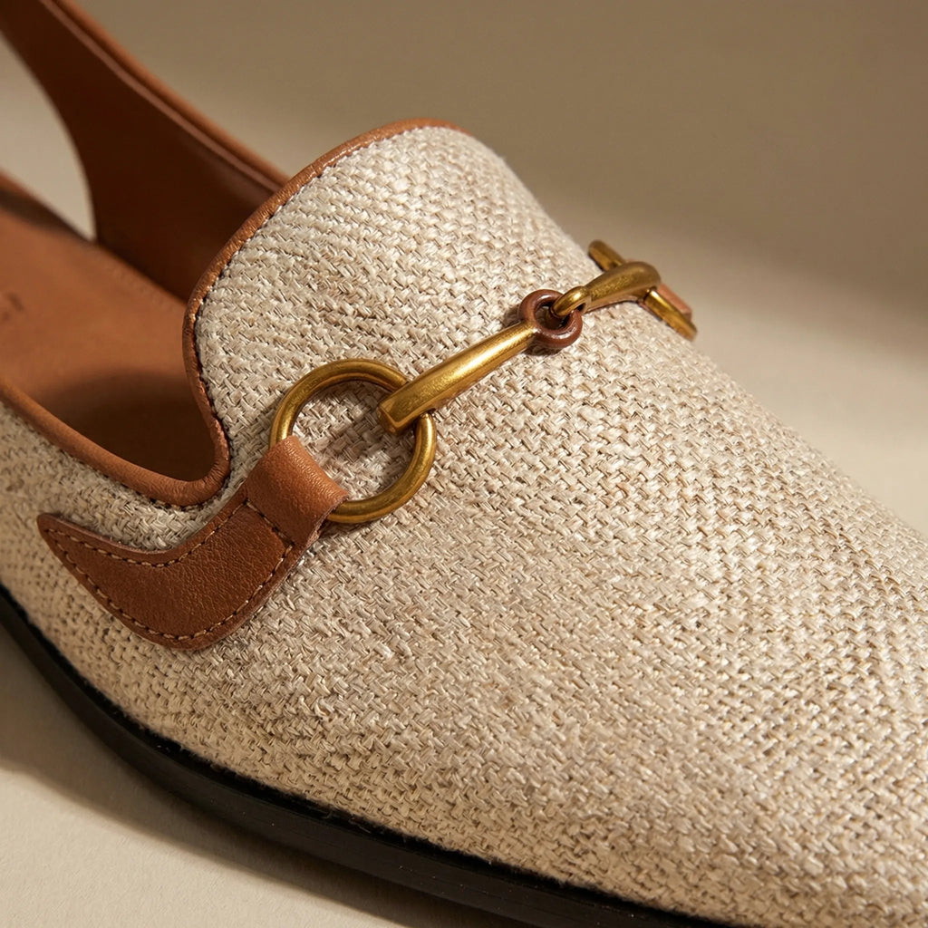 Płaskie Mokasyny Slingback Z Ozdobą - Codzienna Elegancka Stylizacja 