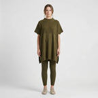 Prążkowany Komplet Bluzka I Legginsy - Codzienny Casualowy Look 