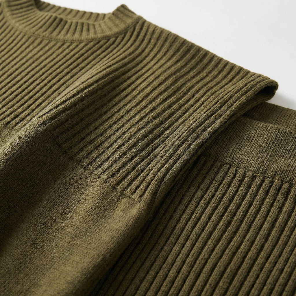 Prążkowany Komplet Bluzka I Legginsy - Codzienny Casualowy Look 