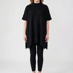 Prążkowany Komplet Bluzka I Legginsy - Codzienny Casualowy Look 