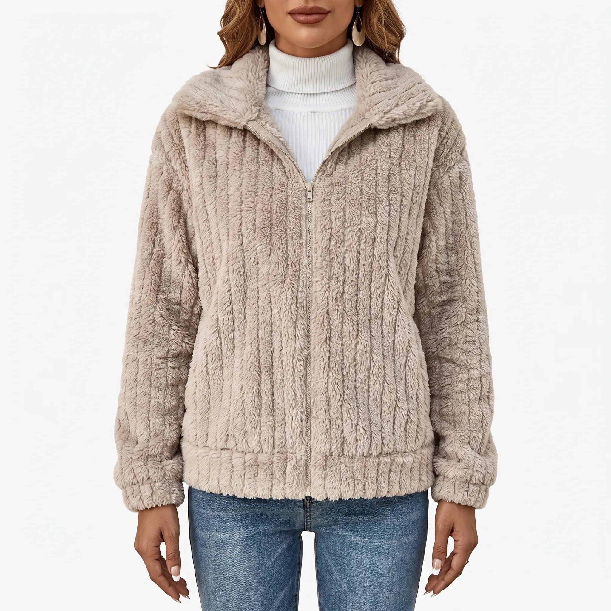 Puszysty Zapinany Sweter Kardigan - Codzienne Spacery 