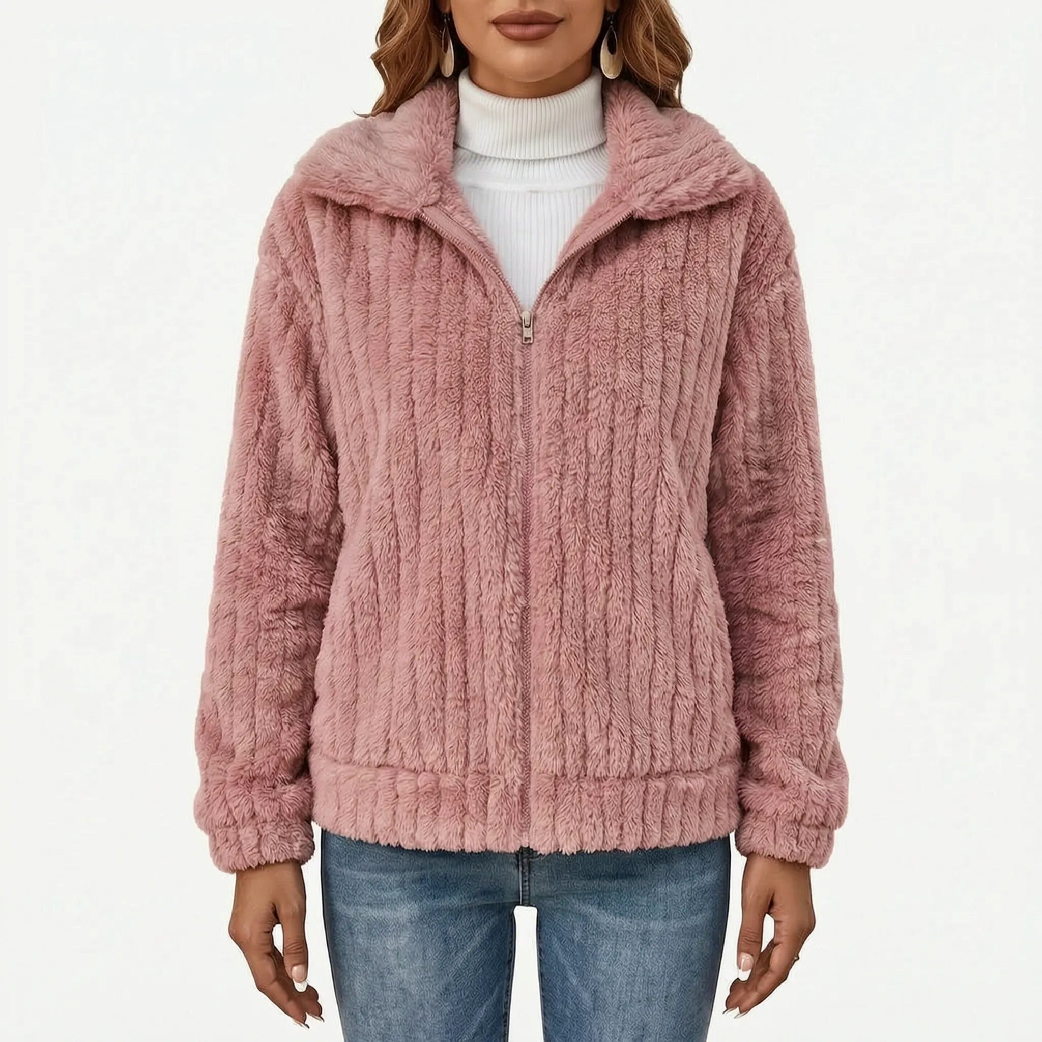 Puszysty Zapinany Sweter Kardigan - Codzienne Spacery 
