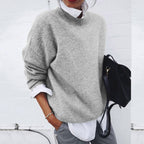 Ada – Damski Oversized Sweter z Okrągłym Dekoltem Casualowy Wygodny