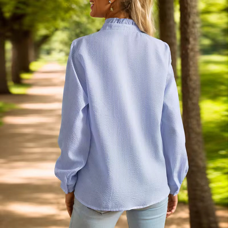 Aurelia | Women's Blouse with Ruffle – Long Sleeve Shirt