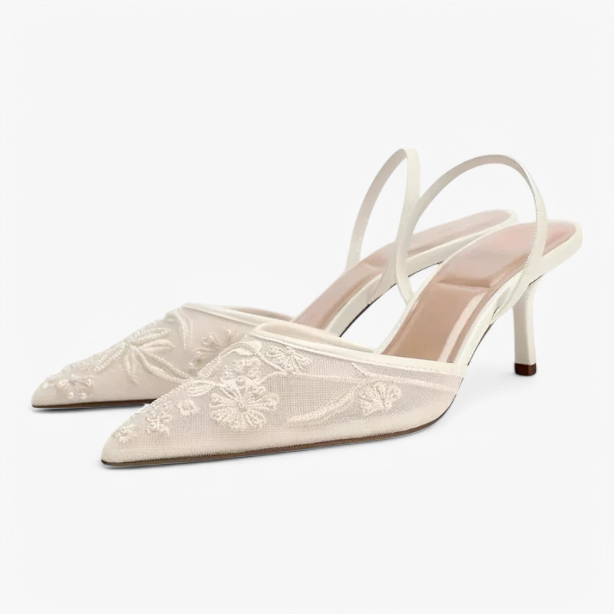 Livia – Elegant Women's Pointed High Heels with Floral Embroidery and Comfortable Fit