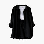 Liora – Damski Zestaw Koordynacyjny Oversized z Krótką Bluzką i Zapięciem na Guziki