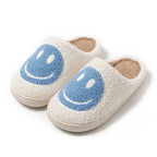 Livia – Women's Slippers with Embroidered Smile and Soft Fur