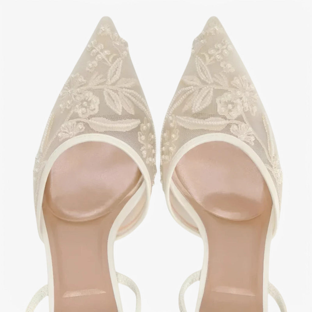 Livia – Elegant Women's Pointed High Heels with Floral Embroidery and Comfortable Fit