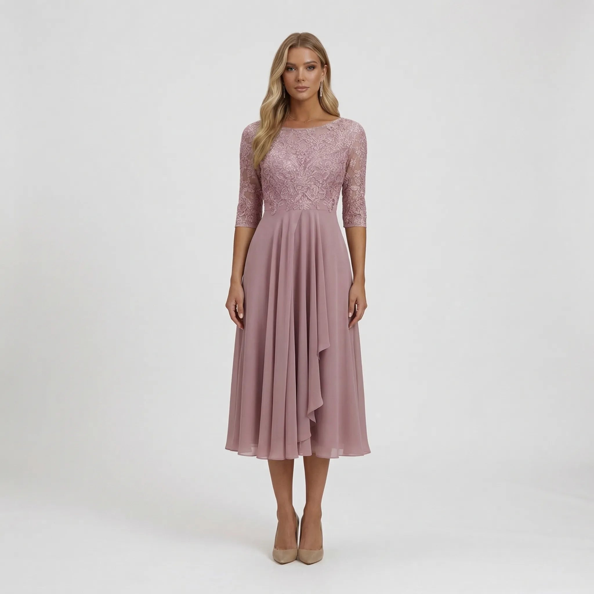 Wieczorowa Sukienka Midi Z Koronkowym Gorsetem - Eleganckie Wyjścia Wieczorowe 