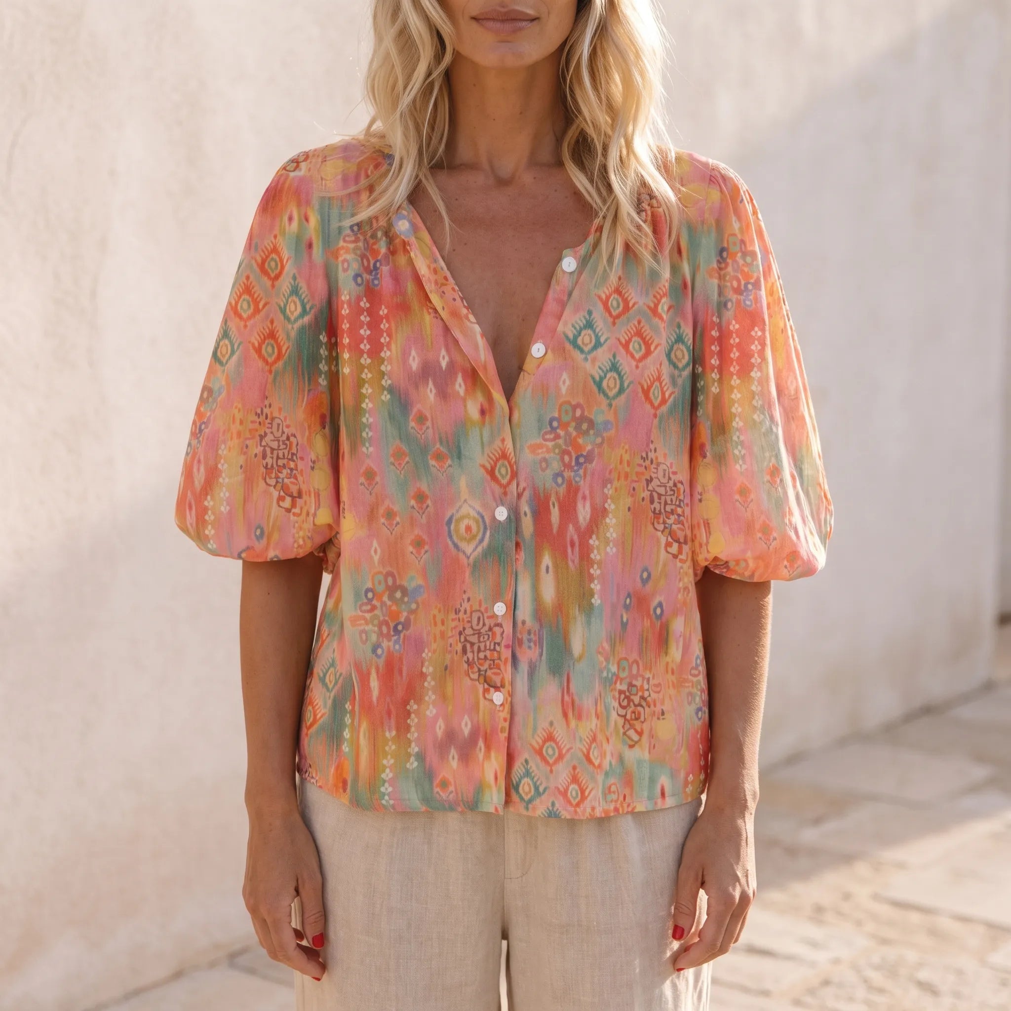 Wzorzysta Bluzka Damska W Stylu Boho - Codzienne Spacery 