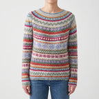 Wzorzysty Sweter Damski Z Okrągłym Dekoltem - Codzienne Spacery 