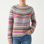 Wzorzysty Sweter Damski Z Okrągłym Dekoltem - Codzienne Spacery 