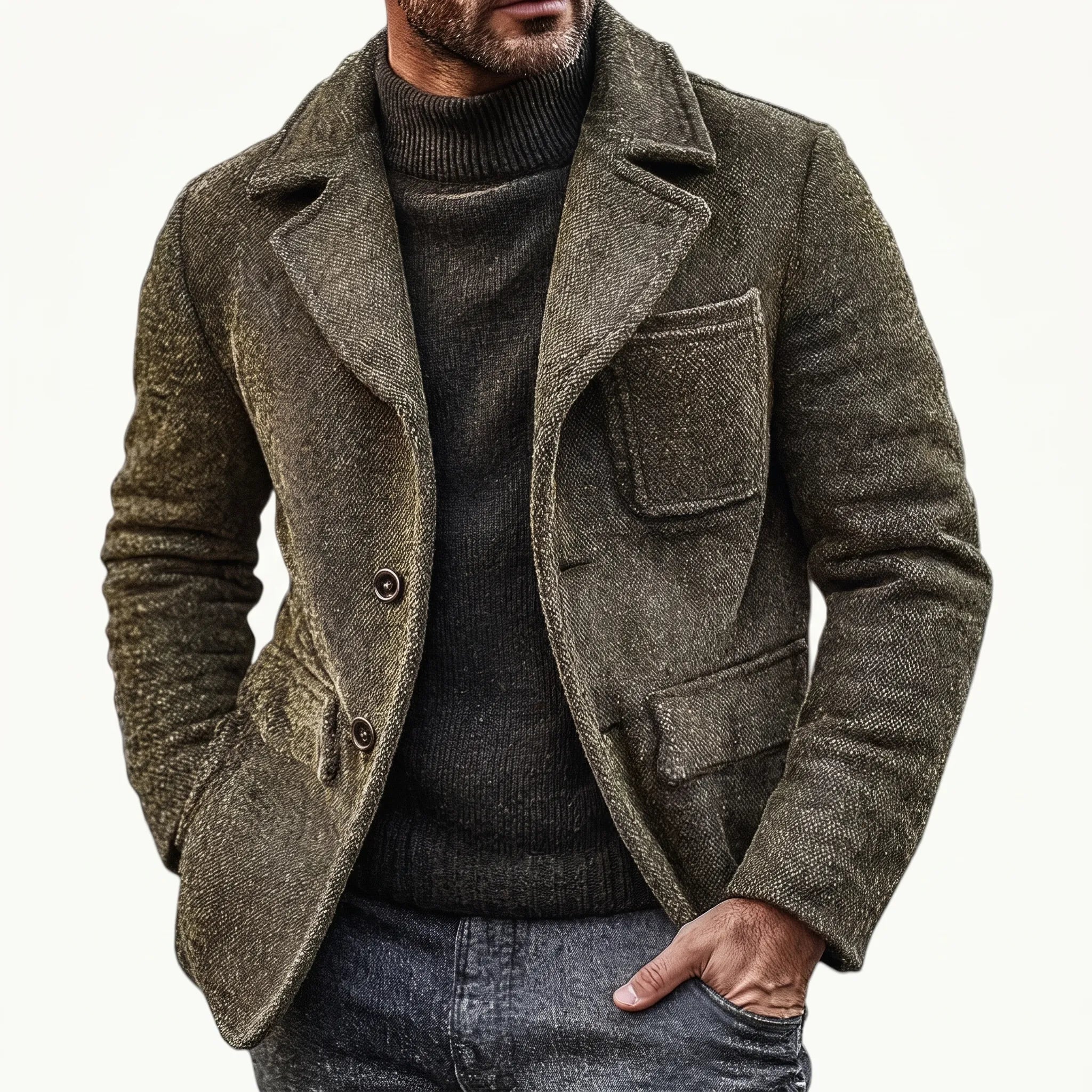 Zielona Marynarka Męska W Casualowym Stylu - Codzienne Wyjścia 