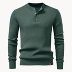 Kuba – Męski Casualowy Sweter z Okrągłym Dekoltem i Zapięciem na Guziki do Codziennego Użytku