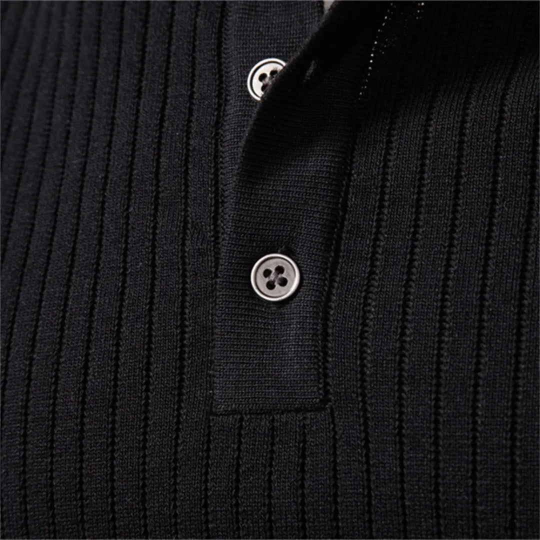 Kuba – Męski Casualowy Sweter z Okrągłym Dekoltem i Zapięciem na Guziki do Codziennego Użytku