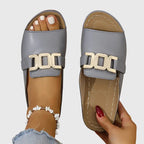 Sibilla – Women's Slides with Decorative Buckle and Wide Strap Elegant