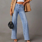 Nora – Damskie Jeansy Casual z Szerokimi Nogawkami i Wysokim Stanem