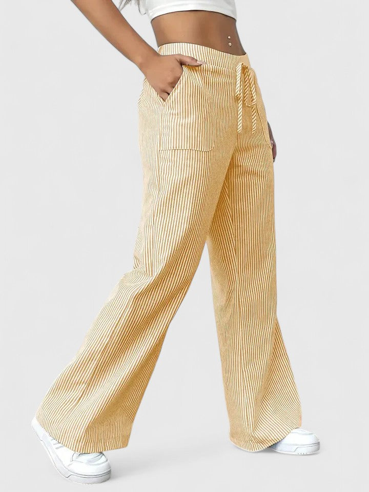 Valentina – Pantaloni casual de damă, cu talie elastică și croială cu picioare largi, confortabili