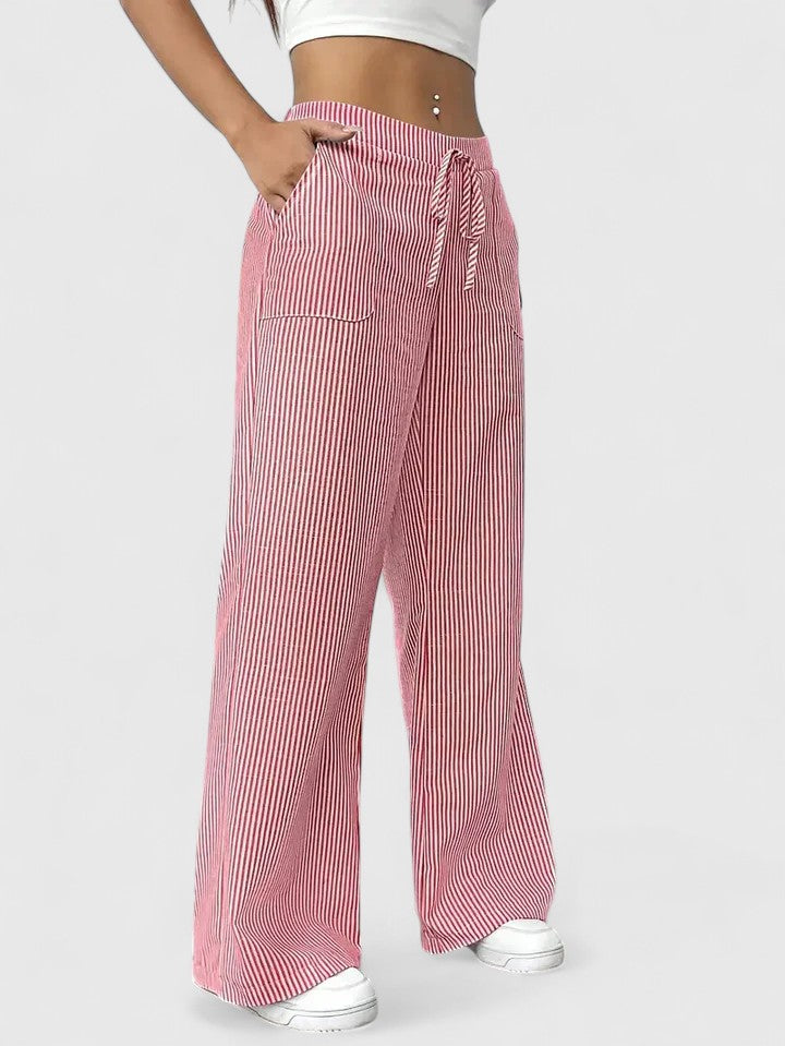 Valentina – Pantaloni casual de damă, cu talie elastică și croială cu picioare largi, confortabili