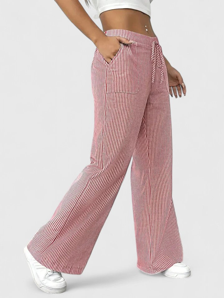 Valentina – Pantaloni casual de damă, cu talie elastică și croială cu picioare largi, confortabili