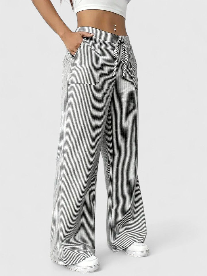 Valentina – Pantaloni casual de damă, cu talie elastică și croială cu picioare largi, confortabili