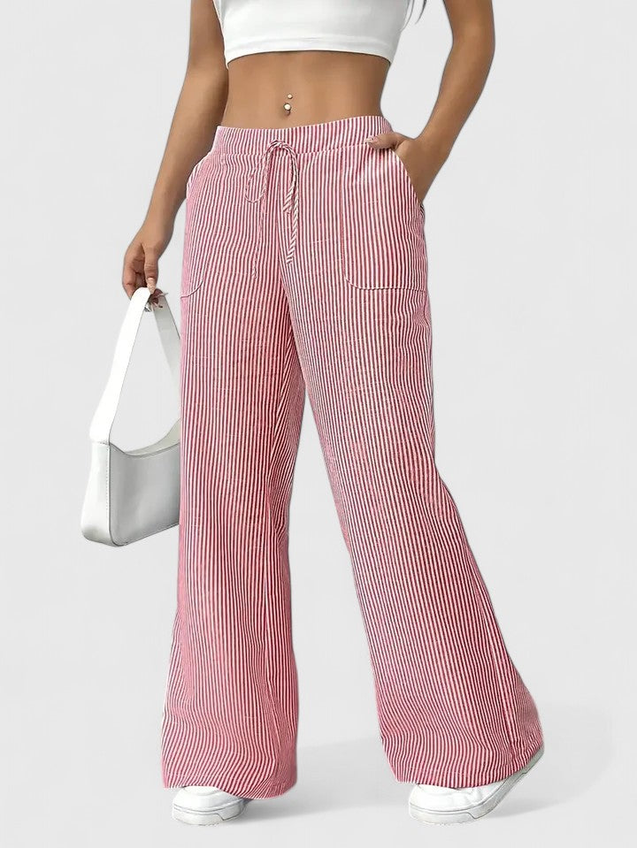 Valentina – Pantaloni casual de damă, cu talie elastică și croială cu picioare largi, confortabili