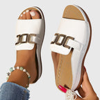 Sibilla – Women's Slides with Decorative Buckle and Wide Strap Elegant