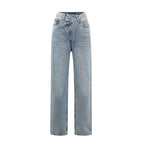Nina – Damskie Jeansy Wide Leg Casual z Asymetrycznym Pasem Wygodne
