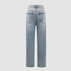 Nina – Damskie Jeansy Wide Leg Casual z Asymetrycznym Pasem Wygodne