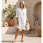 Elantra | Rochie cămașă damă tip șmizjeră cu nasturi – Îmbrăcăminte elegantă de zi cu zi