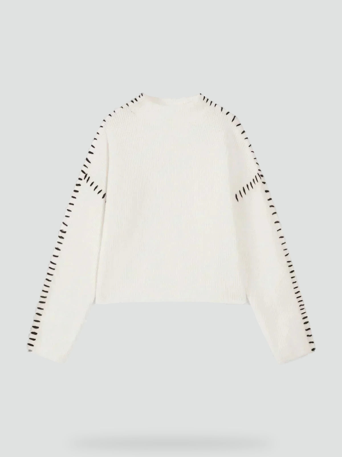 Emilia – Damski Oversized Sweter Casual z Kontrastowym Wykończeniem i Dekoltem w Serek