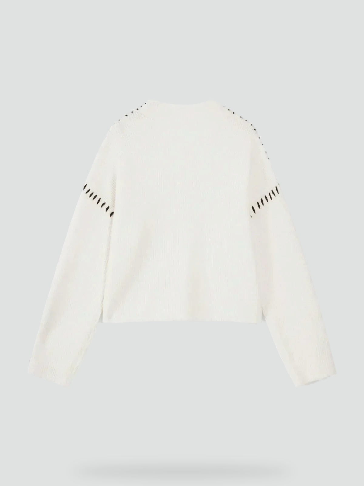 Emilia – Damski Oversized Sweter Casual z Kontrastowym Wykończeniem i Dekoltem w Serek
