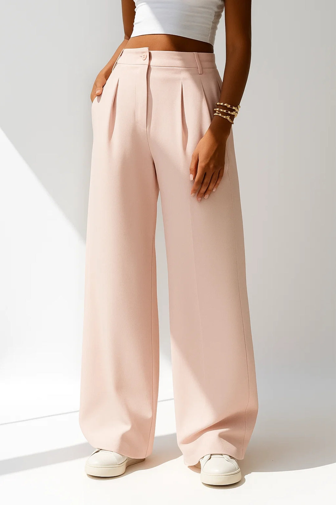 Stella – Damskie Spodnie Wysoki Stan Szerokie Nogawki Eleganckie Casual