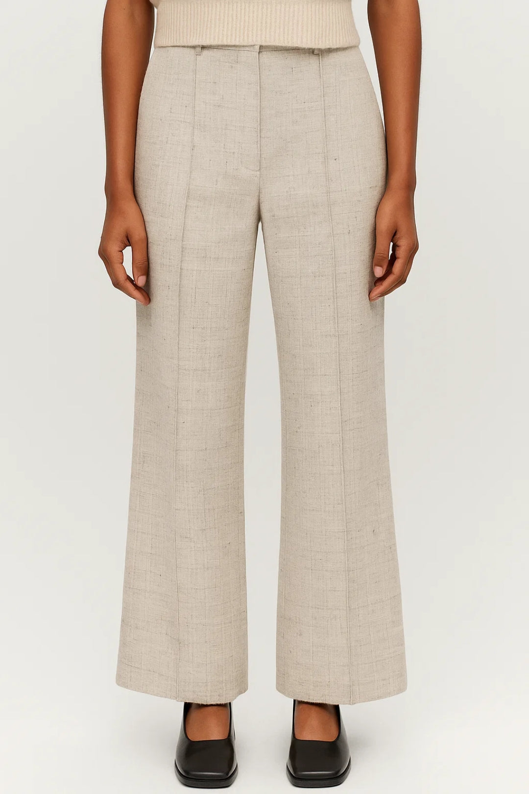 Nina – Pantaloni casual de damă cu croială largă, talie înaltă, pliu și confortabili