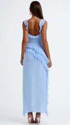 Mirella – Elegancka Sukienka Maxi z Falbankami Wieczorowa