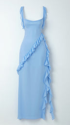Mirella – Elegancka Sukienka Maxi z Falbankami Wieczorowa