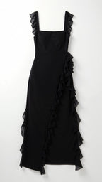 Mirella – Elegancka Sukienka Maxi z Falbankami Wieczorowa