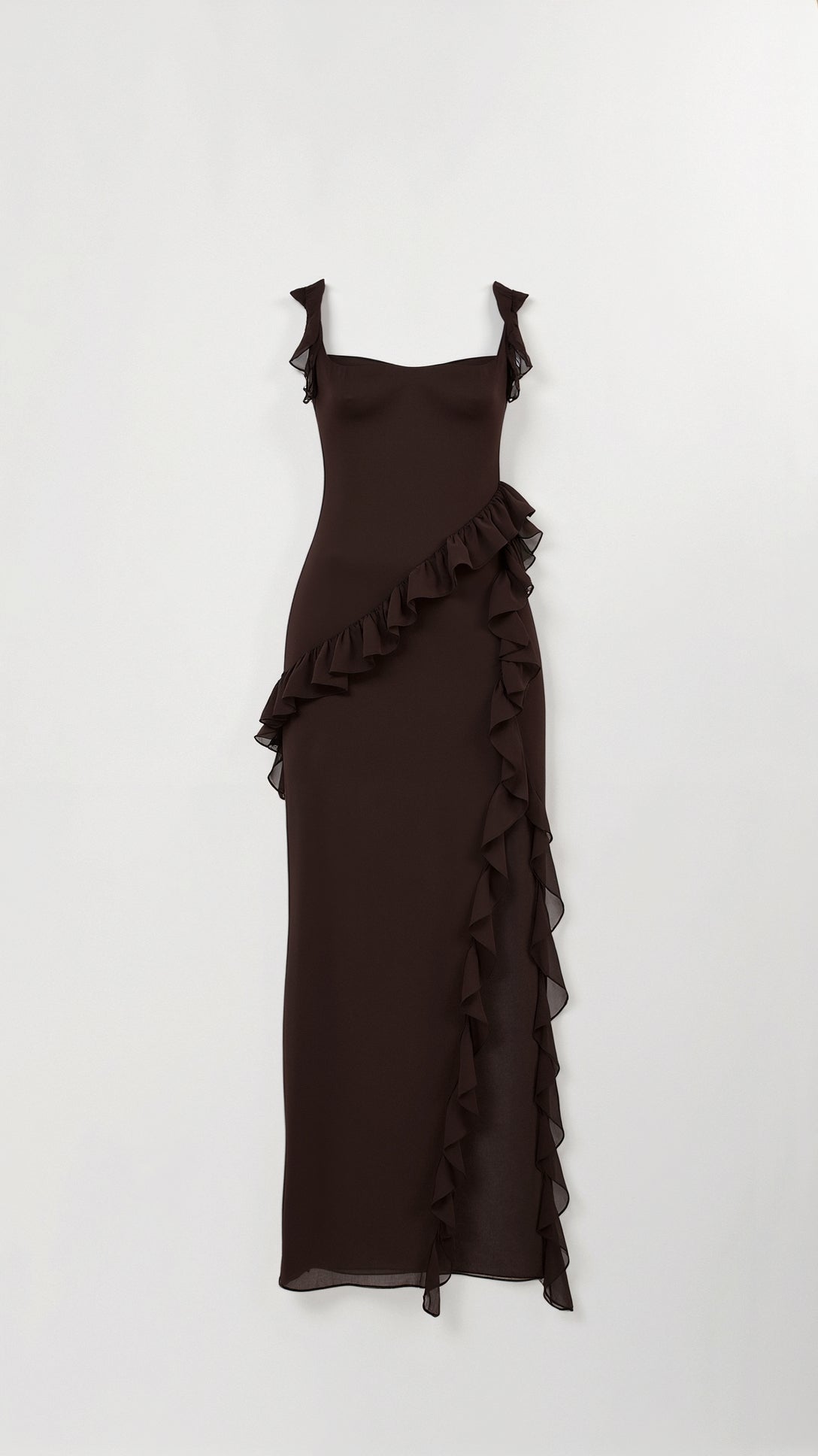 Mirella – Elegancka Sukienka Maxi z Falbankami Wieczorowa