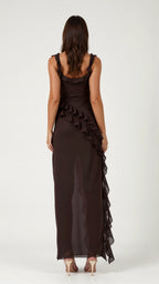 Mirella – Elegancka Sukienka Maxi z Falbankami Wieczorowa