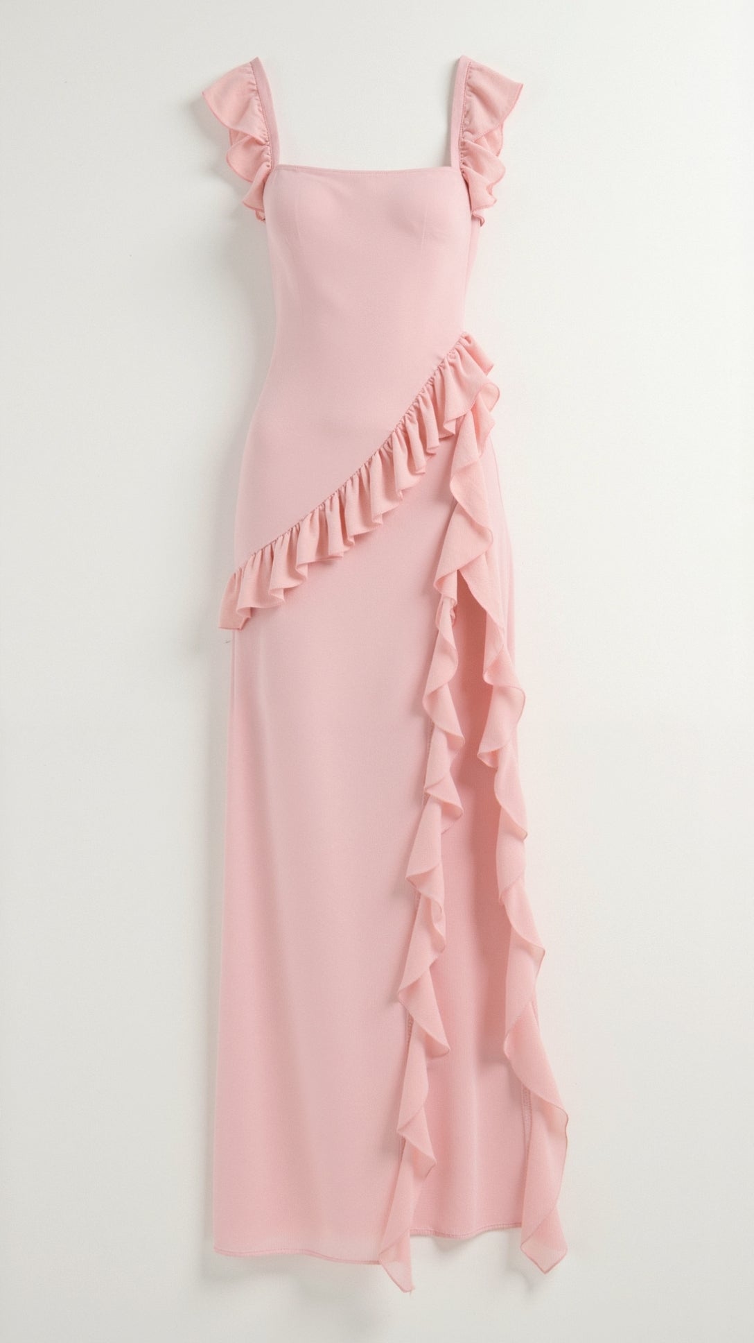 Mirella – Elegancka Sukienka Maxi z Falbankami Wieczorowa