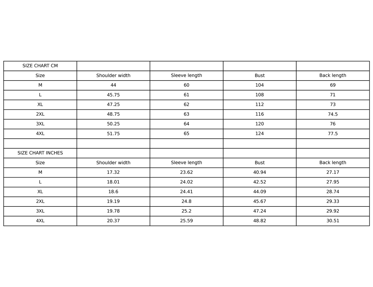 Size chart