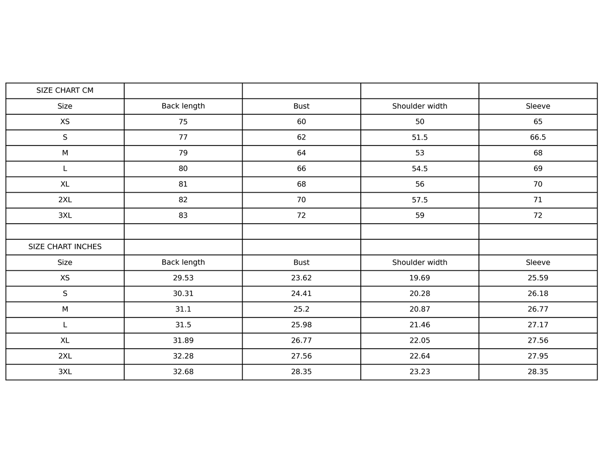 Size chart