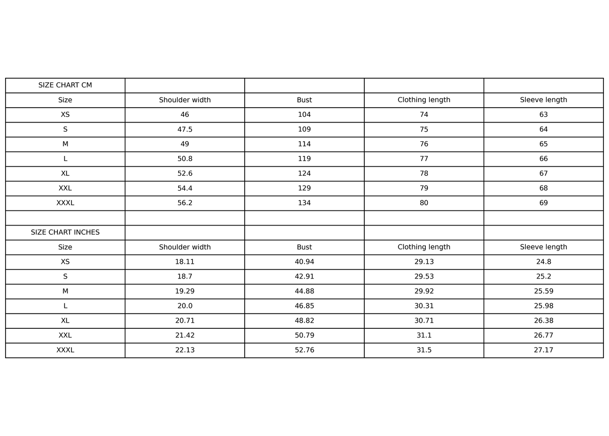 Size chart