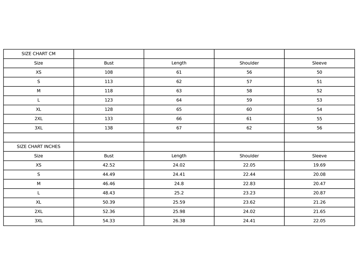 Size chart