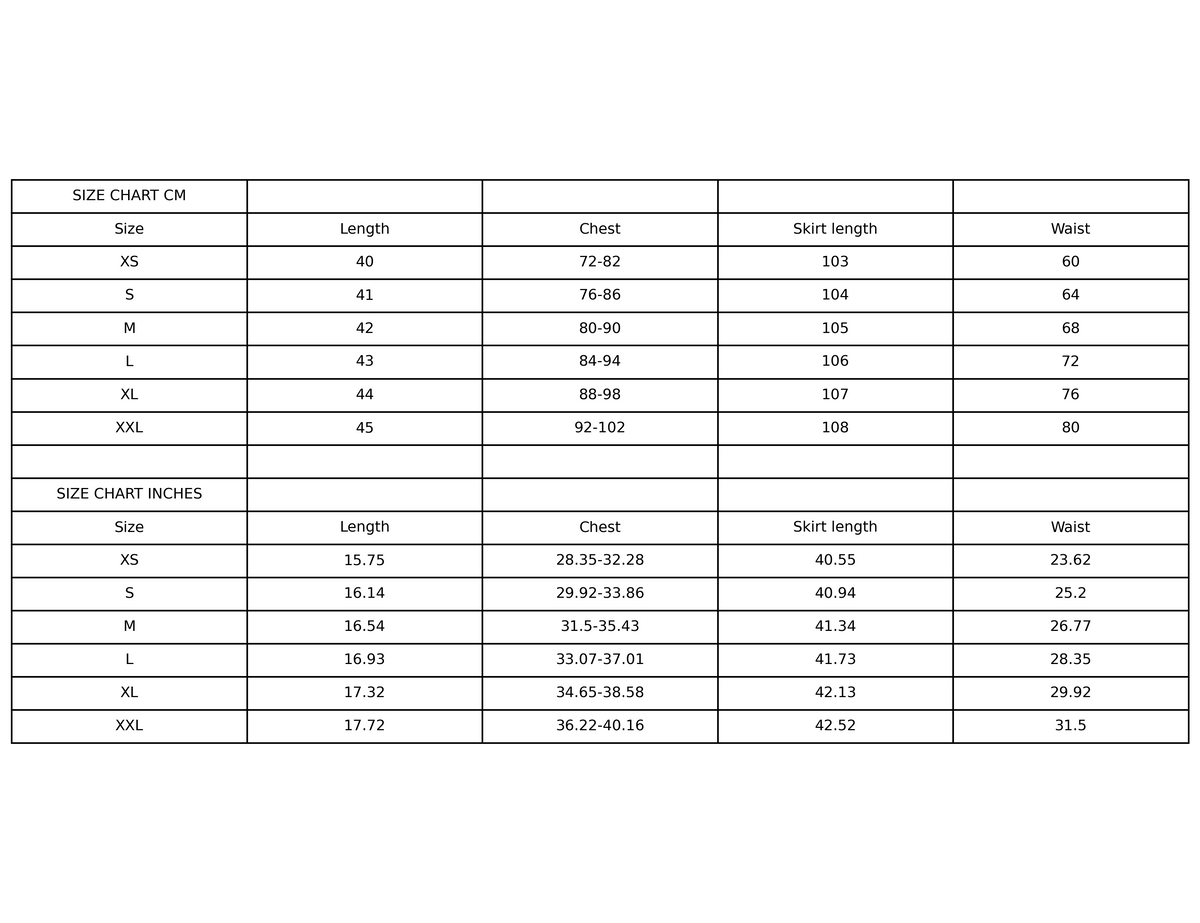 Size chart