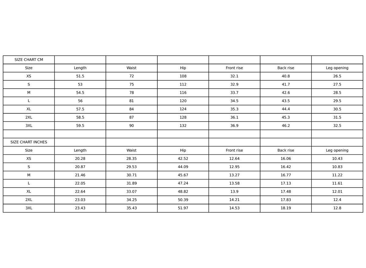 Size chart