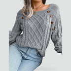 Malwina – Pulover elegant de damă, casual, cu nasturi și model la modă